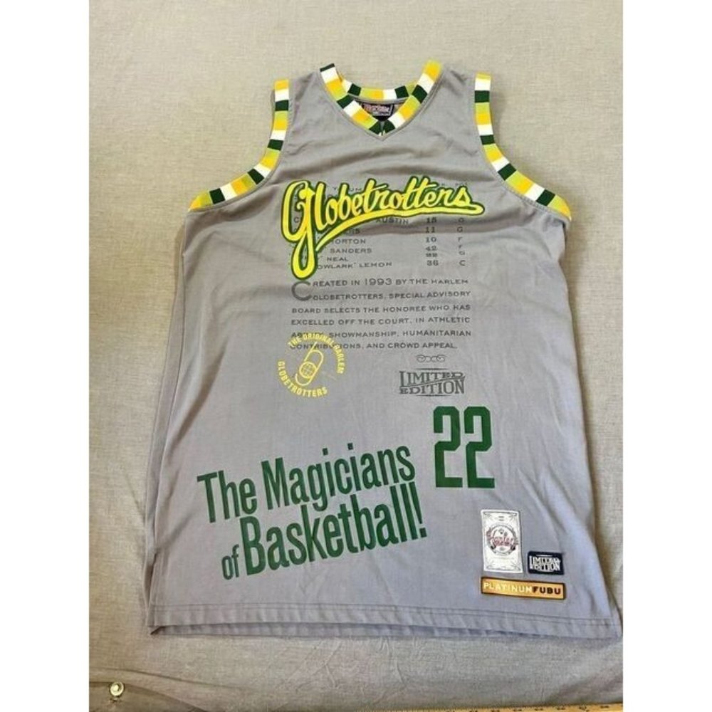 Harlem Globetrotters‎ Curly Neal Platinum FUBU Jersey Mens XL Gray Sleeveless.